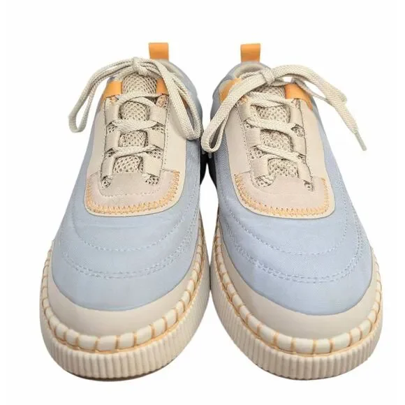 Cougar Sayah fog blue & beige waterproof nylon & suede platform sneakers 7 - Picture 6 of 8